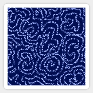 Textured Light Blue Doodle on Dark Blue Abstract Sticker